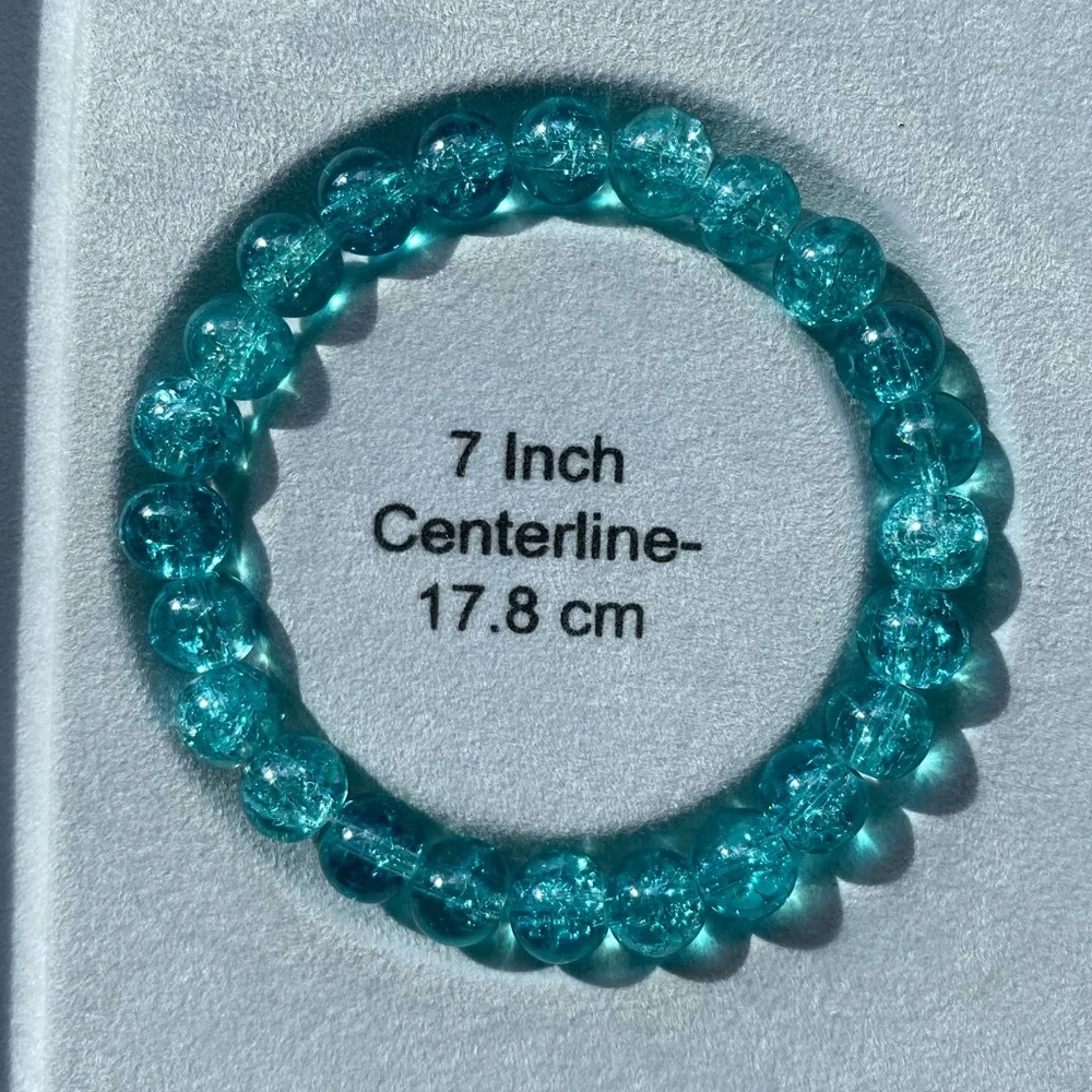 Gemstone Bracelet: Lava Stone + Blue Goldstone + Crackled Glass + Wave Charm - Picture 9 of 9